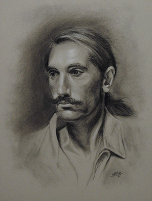 Portrait, Man in Kohle gezeichnet, von Andy Steinbauer
