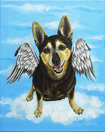 Gedenkbild Hund als Engelchen