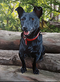 Hundeportrait in Acryl auf Leinwand gemalt