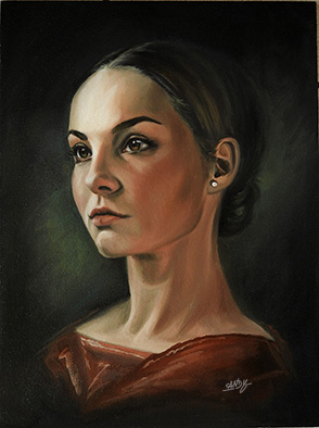 Portraitgemälde Frau, Öl auf Leinwand